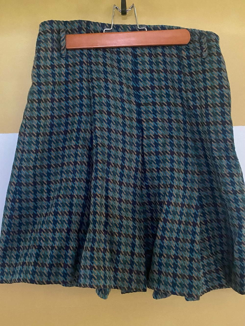 Teal Wool Plaid Circle Skirt - Women's Skater Style
